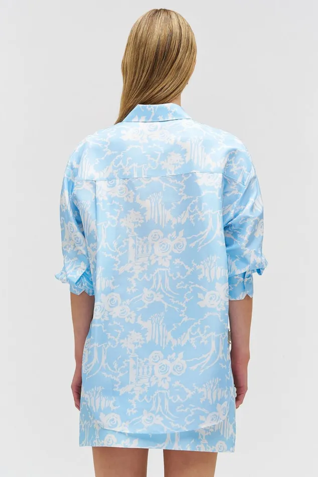 Oroton Garden Toile Long Sleeve Shirt Sky Women Tops Oroton Garden Toile Long Sleeve Shirt Sky Women Tops