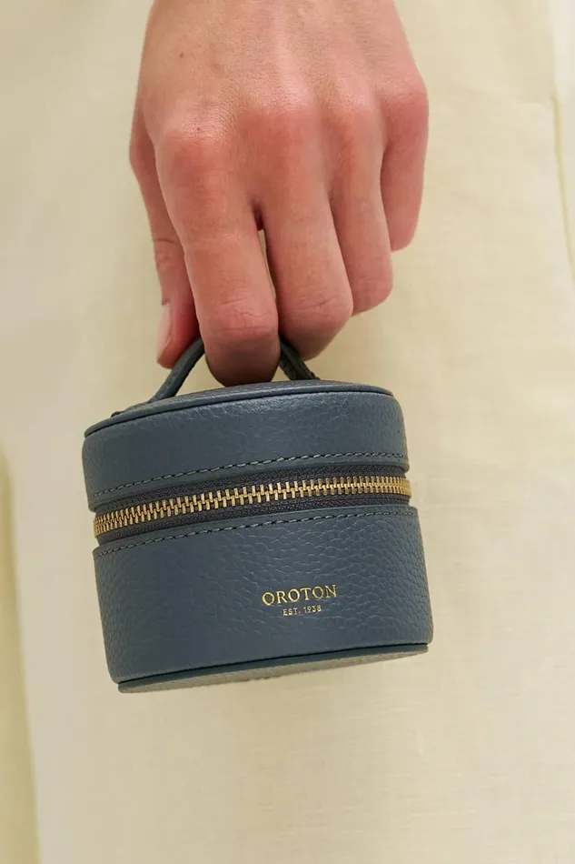 Oroton Jemima Mini Round Jewellery Box Slate Women Jewellery Cases Oroton Jemima Mini Round Jewellery Box Slate Women Jewellery Cases