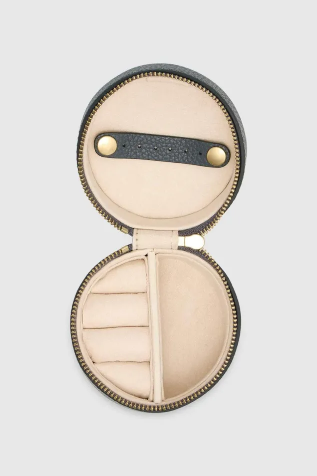 Oroton Jemima Mini Round Jewellery Box Slate Women Jewellery Cases Oroton Jemima Mini Round Jewellery Box Slate Women Jewellery Cases