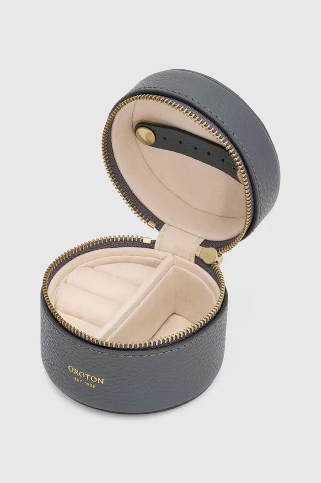 Oroton Jemima Mini Round Jewellery Box Slate Women Jewellery Cases Oroton Jemima Mini Round Jewellery Box Slate Women Jewellery Cases