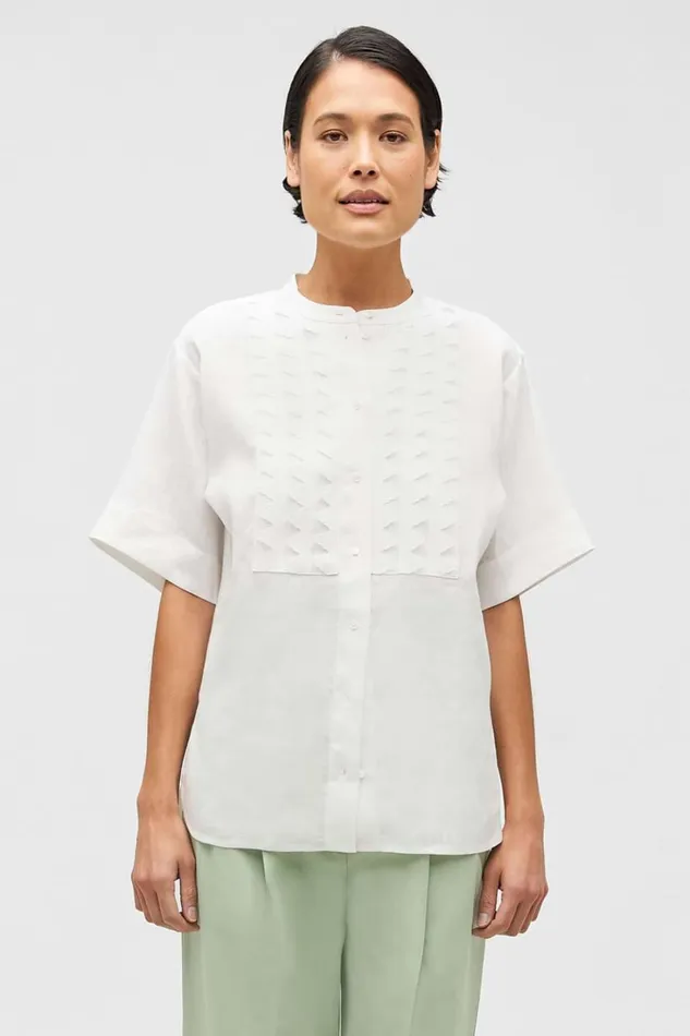 Oroton Lace Trim Smock Top White Women Tops Oroton Lace Trim Smock Top White Women Tops