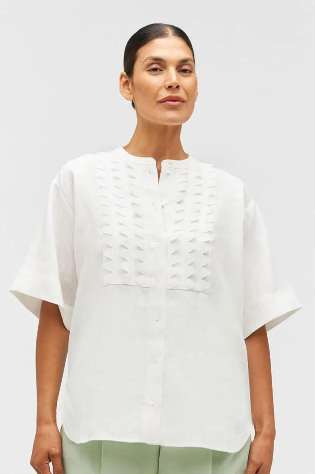 Oroton Lace Trim Smock Top White Women Tops Oroton Lace Trim Smock Top White Women Tops