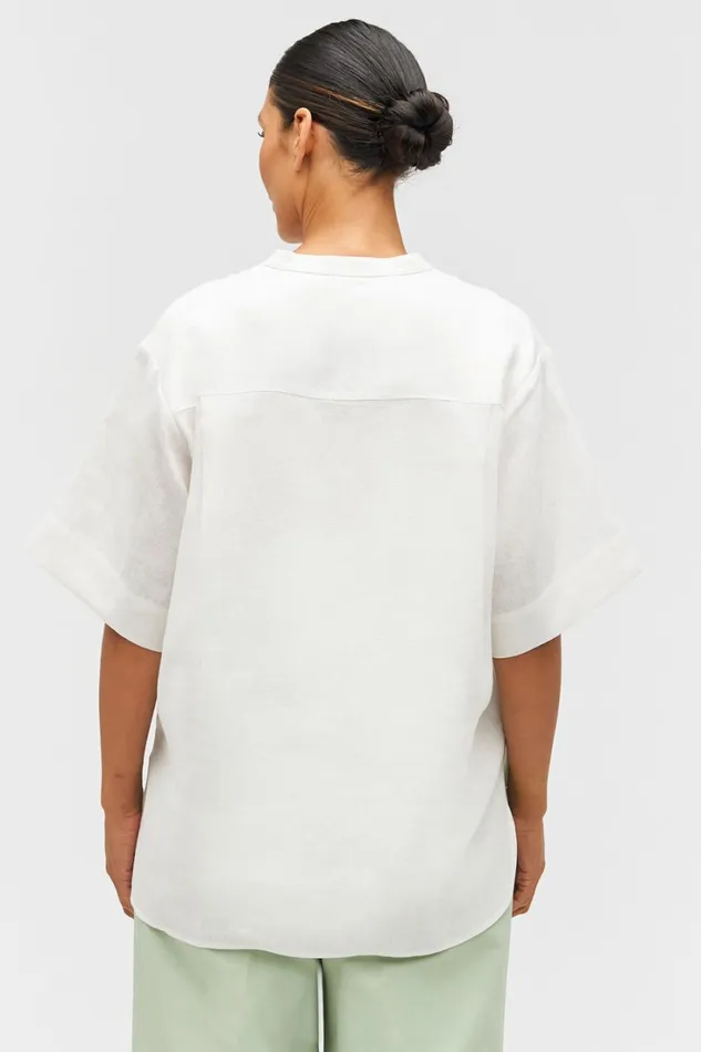 Oroton Lace Trim Smock Top White Women Tops Oroton Lace Trim Smock Top White Women Tops