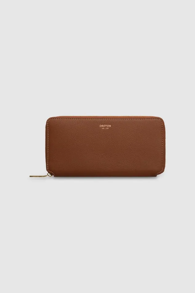 Oroton Margot Medium Zip Around Wallet Whiskey Women Wallets