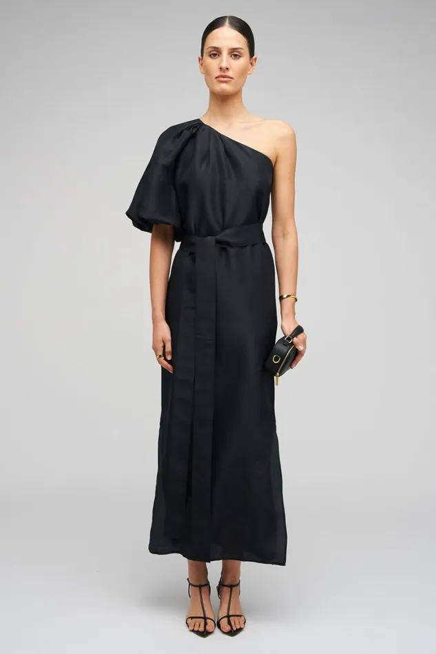 Oroton One Shoulder Dress Black Women Dresses
