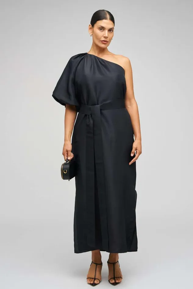 Oroton One Shoulder Dress Black Women Dresses Oroton One Shoulder Dress Black Women Dresses