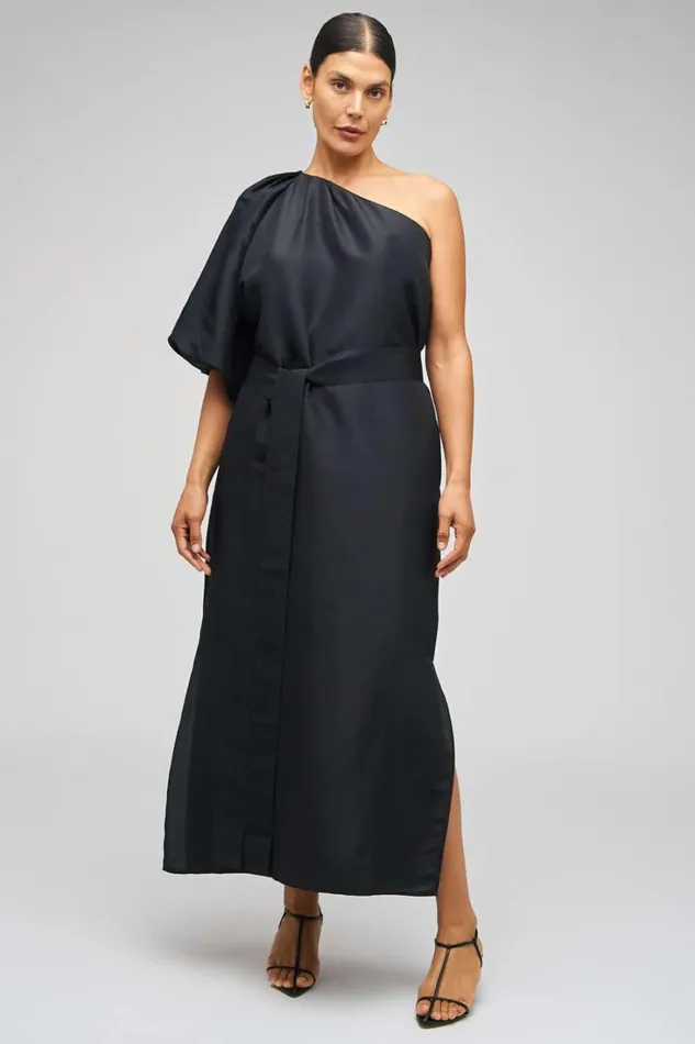 Oroton One Shoulder Dress Black Women Dresses Oroton One Shoulder Dress Black Women Dresses