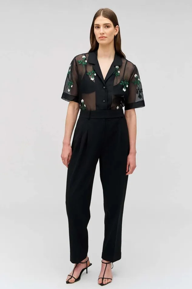 Oroton Pleat Pant Black Women Pants Oroton Pleat Pant Black Women Pants