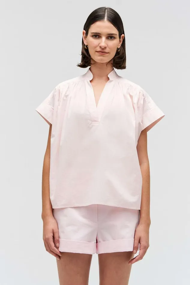 Oroton Rae Gathered Smock Palest Pink Women Tops Oroton Rae Gathered Smock Palest Pink Women Tops