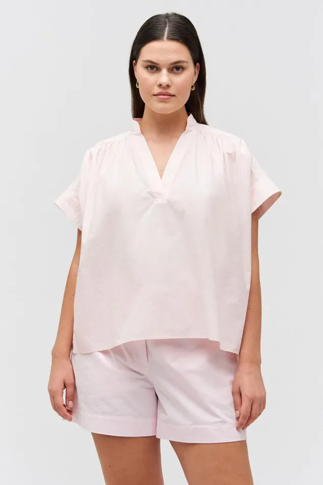 Oroton Rae Gathered Smock Palest Pink Women Tops Oroton Rae Gathered Smock Palest Pink Women Tops