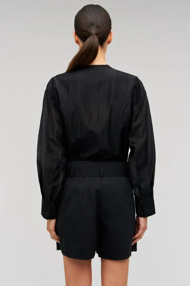 Oroton Scallop Lace Overshirt Black Women Tops Oroton Scallop Lace Overshirt Black Women Tops
