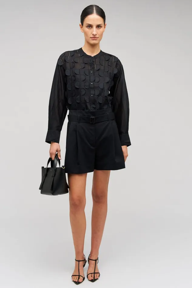 Oroton Scallop Lace Overshirt Black Women Tops Oroton Scallop Lace Overshirt Black Women Tops