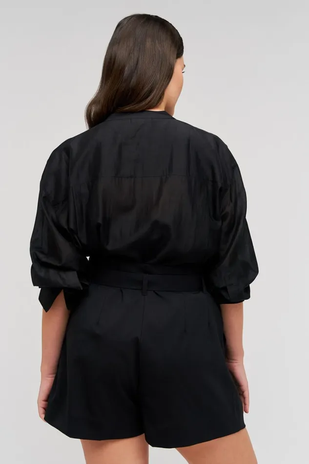 Oroton Scallop Lace Overshirt Black Women Tops Oroton Scallop Lace Overshirt Black Women Tops