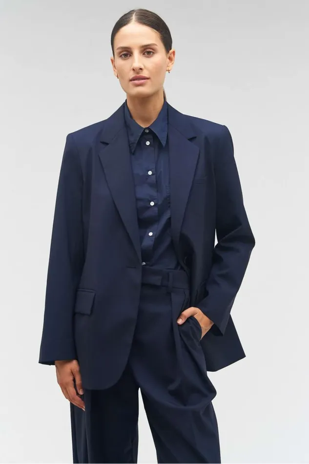 Oroton Single Breasted Blazer North Sea Women Jackets and Outerwear Oroton Single Breasted Blazer North Sea Women Jackets and Outerwear