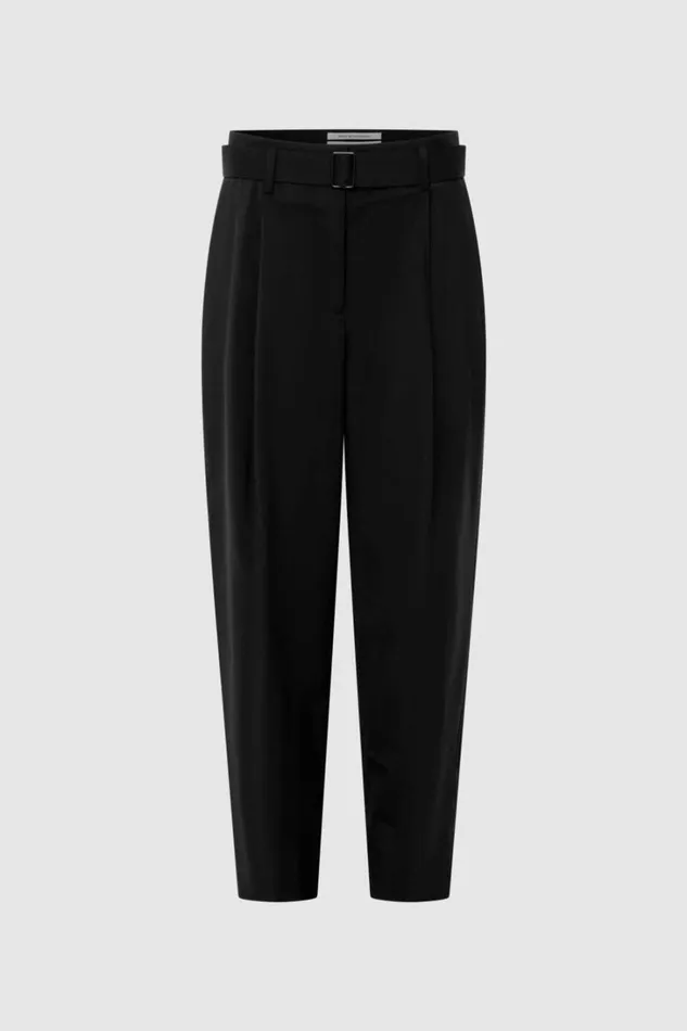 Oroton Tapered Pleat Pant Black Women Pants