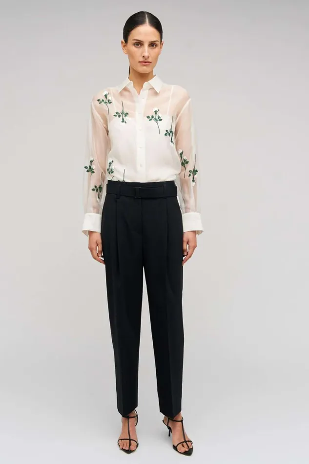 Oroton Tapered Pleat Pant Black Women Pants Oroton Tapered Pleat Pant Black Women Pants