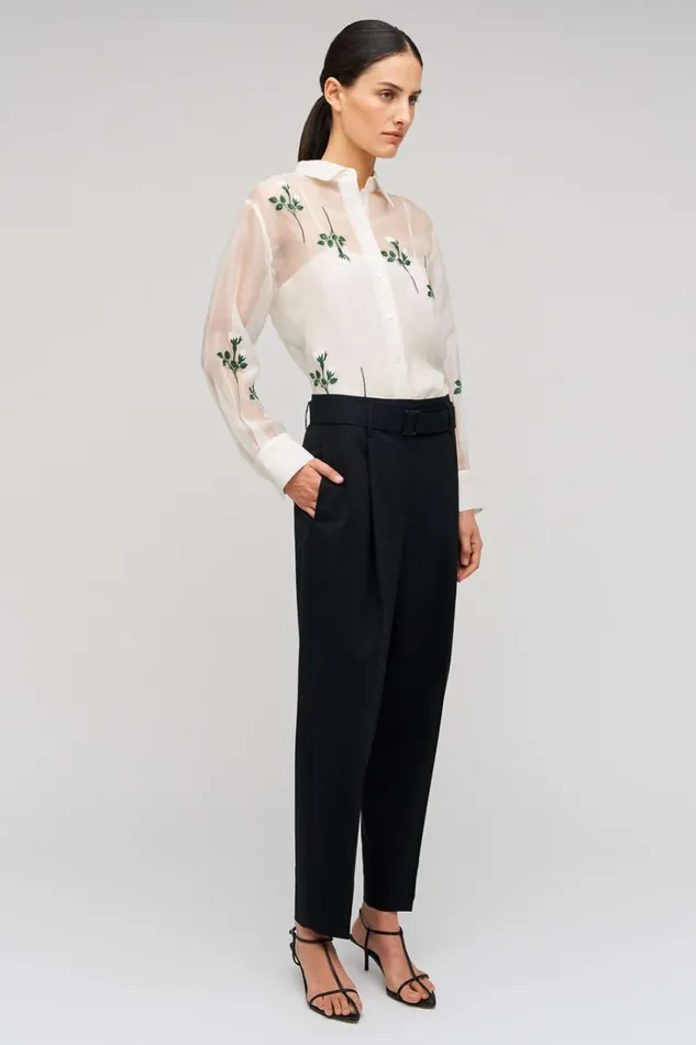 Oroton Tapered Pleat Pant Black Women Pants Oroton Tapered Pleat Pant Black Women Pants
