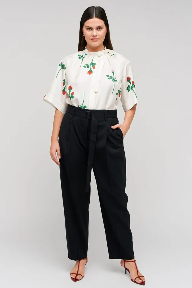 Oroton Tapered Pleat Pant Black Women Pants Oroton Tapered Pleat Pant Black Women Pants