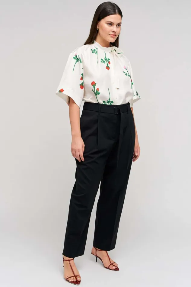 Oroton Tapered Pleat Pant Black Women Pants Oroton Tapered Pleat Pant Black Women Pants