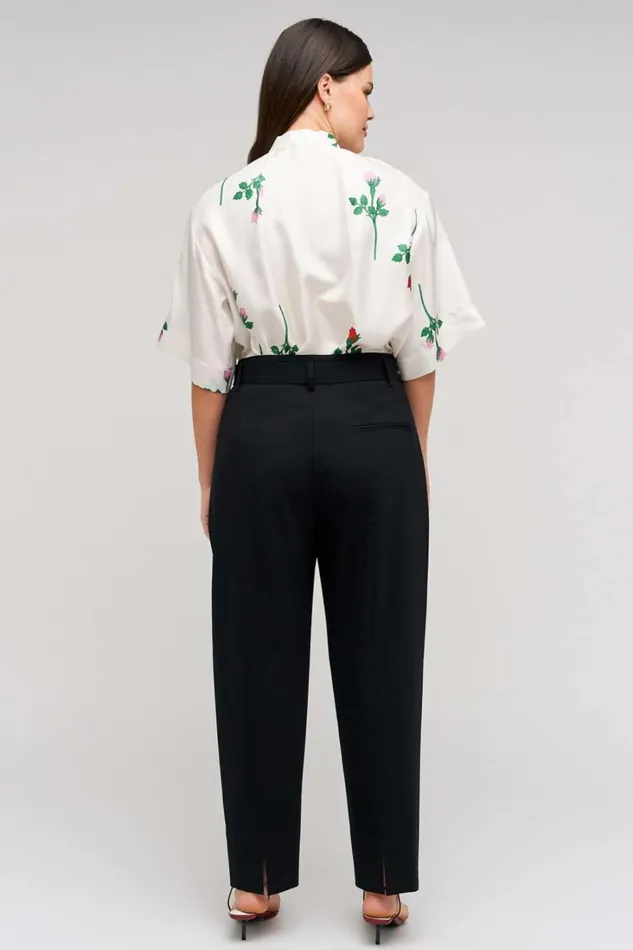 Oroton Tapered Pleat Pant Black Women Pants Oroton Tapered Pleat Pant Black Women Pants