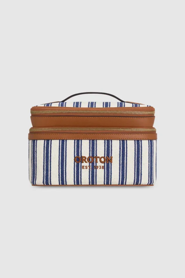 Oroton Wanderer Canvas Beauty Travel Case North Sea Amber Women Beauty Cases