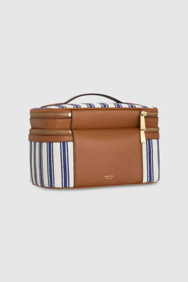 Oroton Wanderer Canvas Beauty Travel Case North Sea Amber Women Beauty Cases