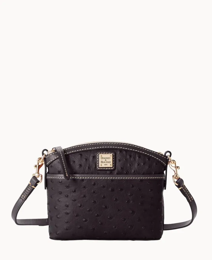 Ostrich Domed Crossbody Black Black Woman Dooney and Bourke Crossbodies