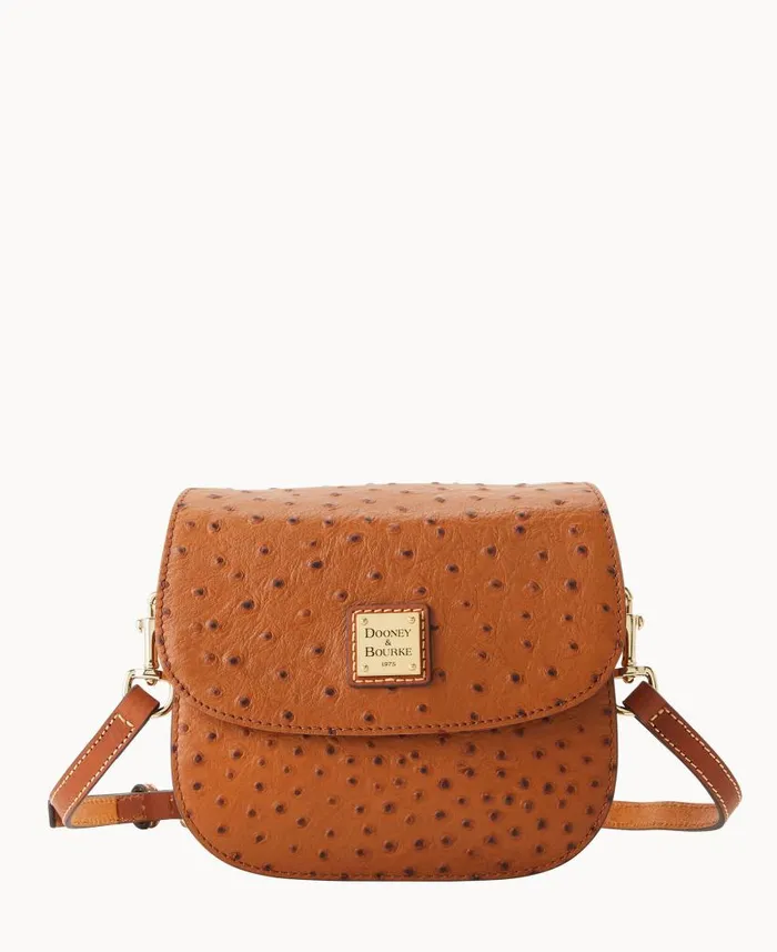 Ostrich Saddle Bag Caramel Woman Dooney and Bourke Crossbodies