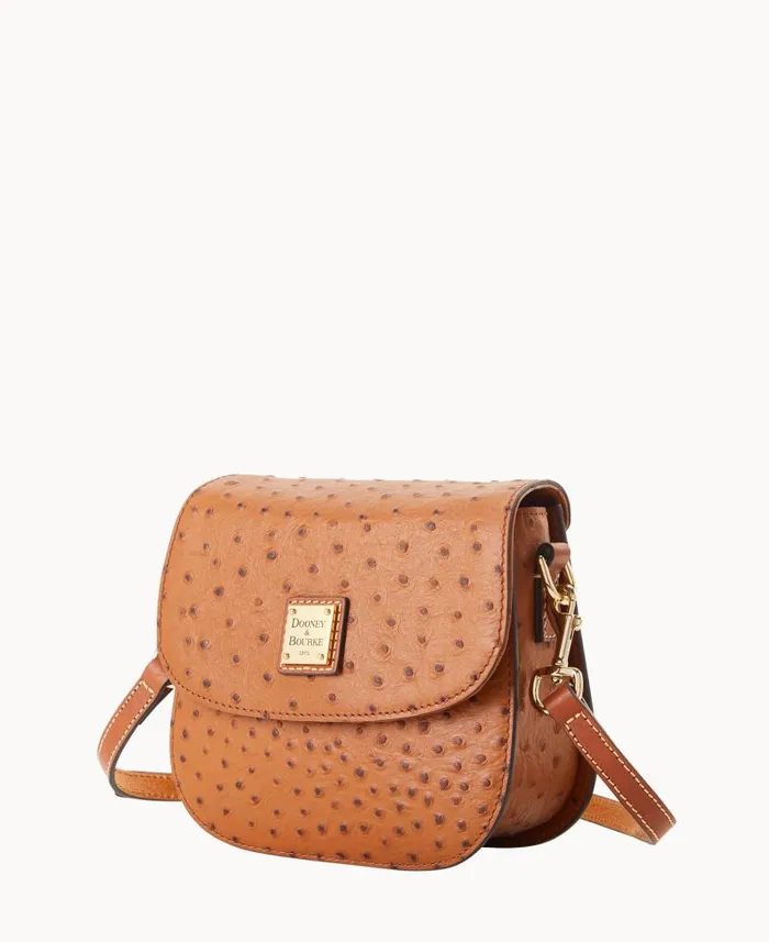 Ostrich Saddle Bag Caramel Woman Dooney and Bourke Crossbodies Ostrich Saddle Bag Caramel Woman Dooney and Bourke Crossbodies