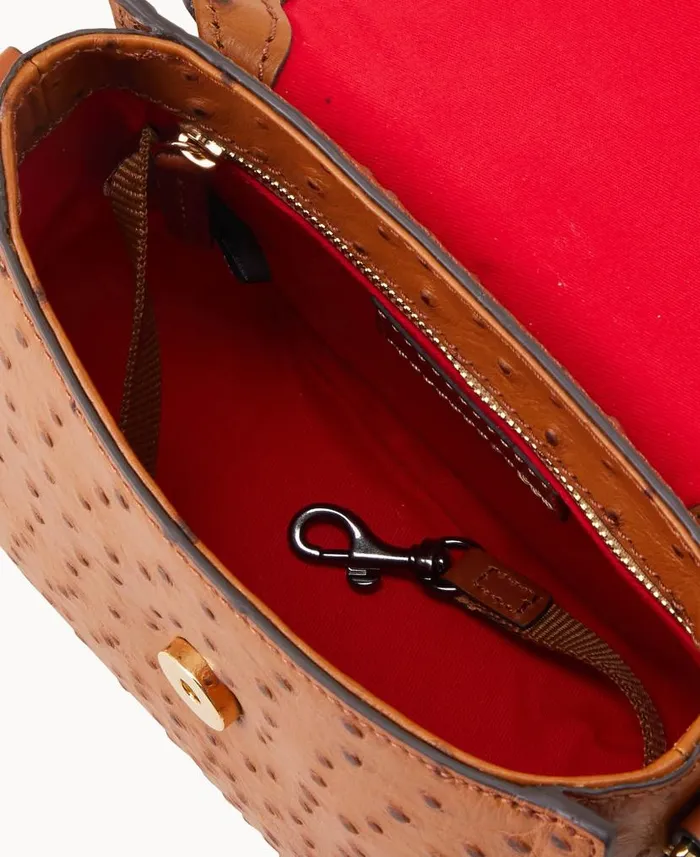 Ostrich Saddle Bag Caramel Woman Dooney and Bourke Crossbodies Ostrich Saddle Bag Caramel Woman Dooney and Bourke Crossbodies