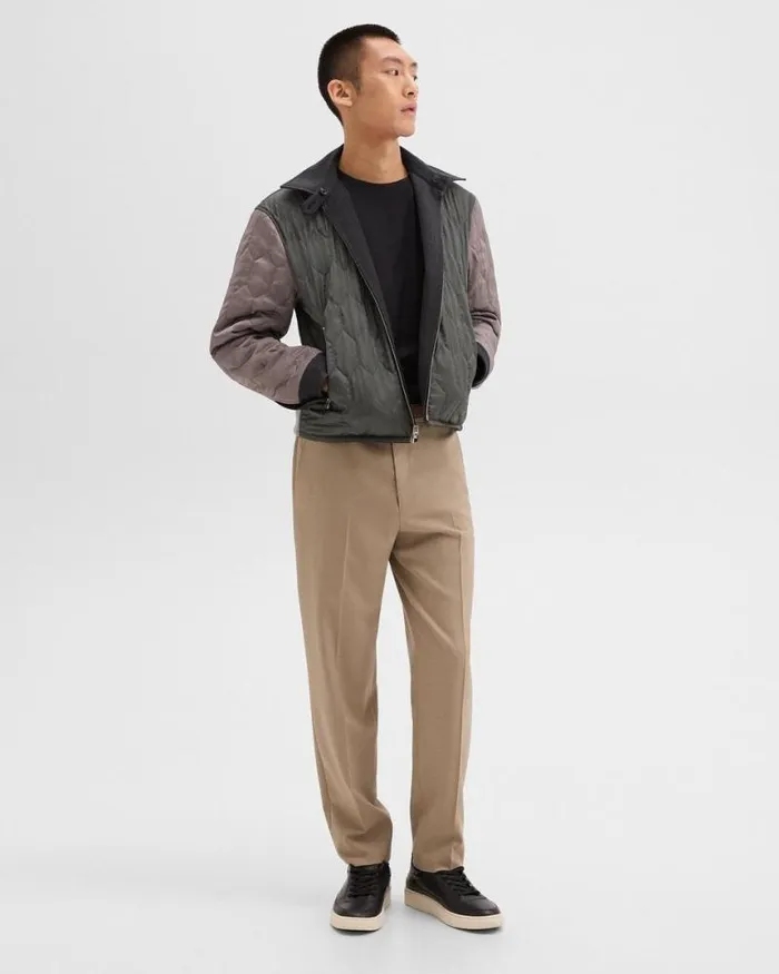 Outerwear Men Theory Reversible Coach Jacket In WoolBlend Twill Charcoal