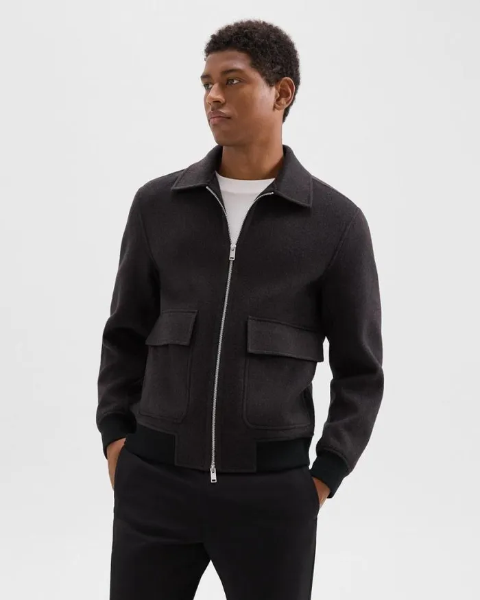Outerwear Men Theory Sean Jacket In DoubleFace WoolCashmere Hickory Melange