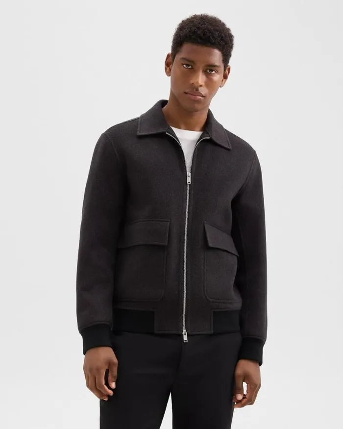 Outerwear Men Theory Sean Jacket In DoubleFace WoolCashmere Hickory Melange