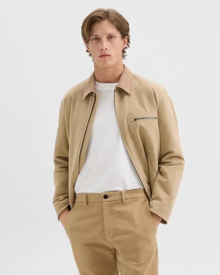 Outerwear Men Theory Workwear Jacket In Moleskin Twill New Camel