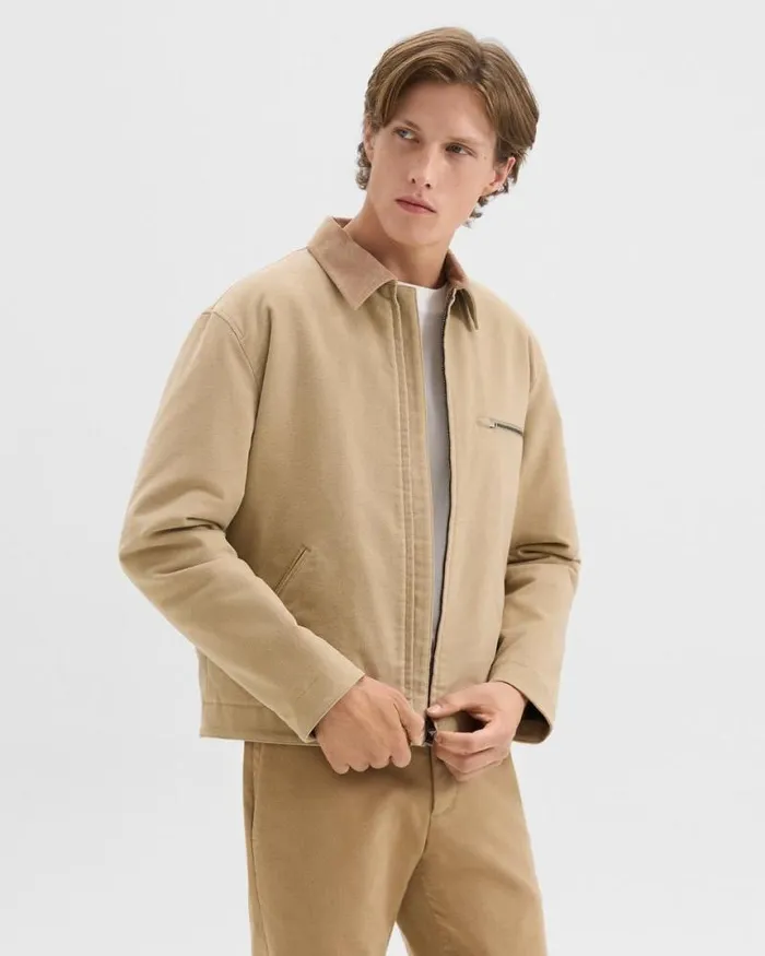 Outerwear Men Theory Workwear Jacket In Moleskin Twill New Camel Outerwear Men Theory Workwear Jacket In Moleskin Twill New Camel