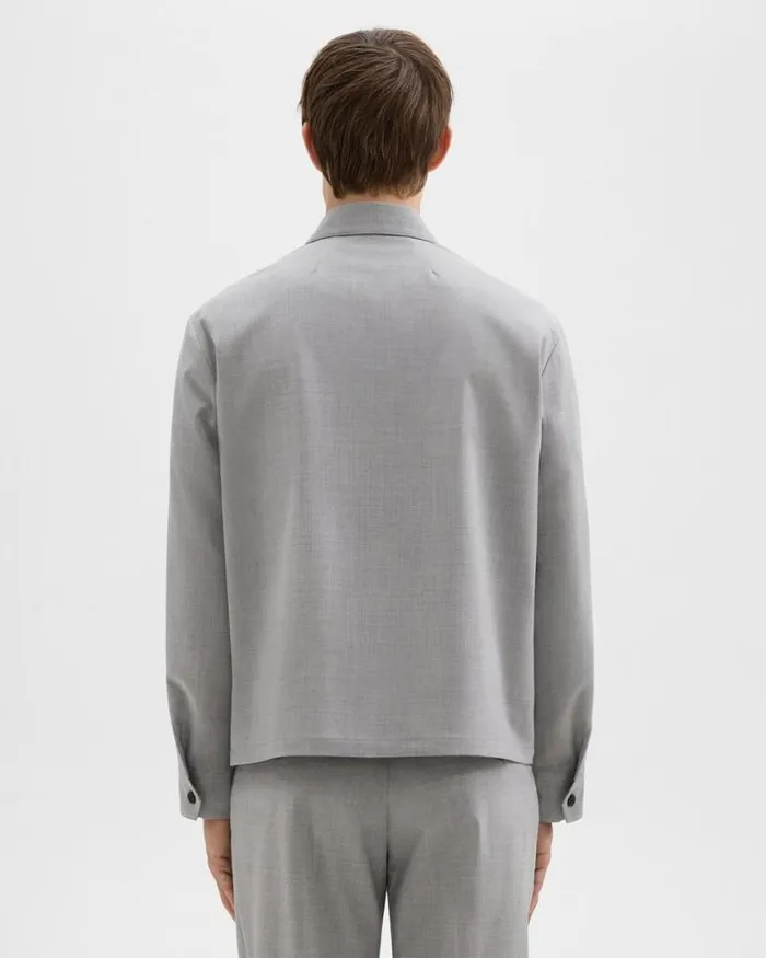 Outerwear Men Theory Zip Jacket In Stretch Wool Vapor Melange Outerwear Men Theory Zip Jacket In Stretch Wool Vapor Melange