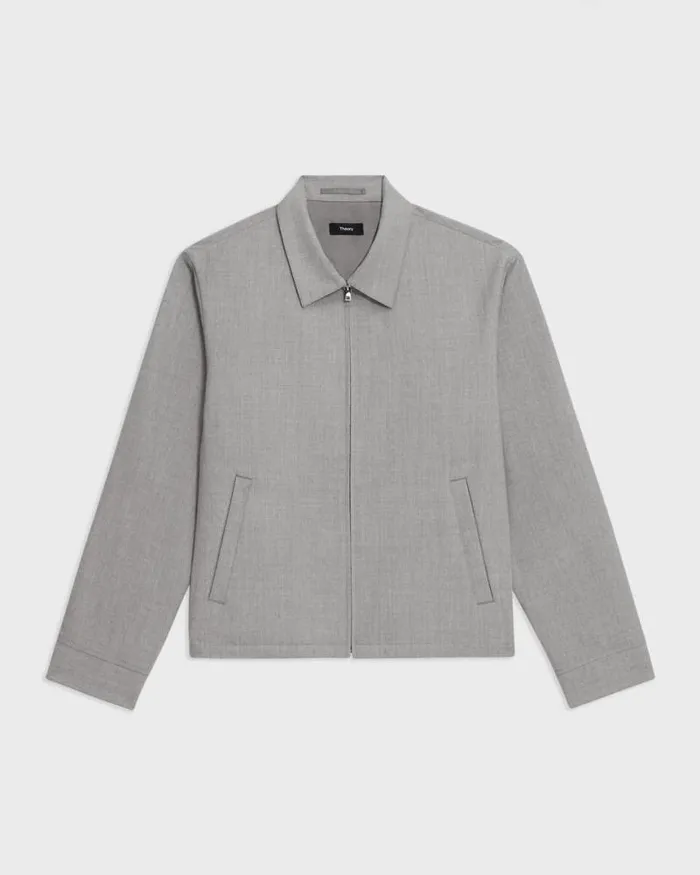 Outerwear Men Theory Zip Jacket In Stretch Wool Vapor Melange Outerwear Men Theory Zip Jacket In Stretch Wool Vapor Melange
