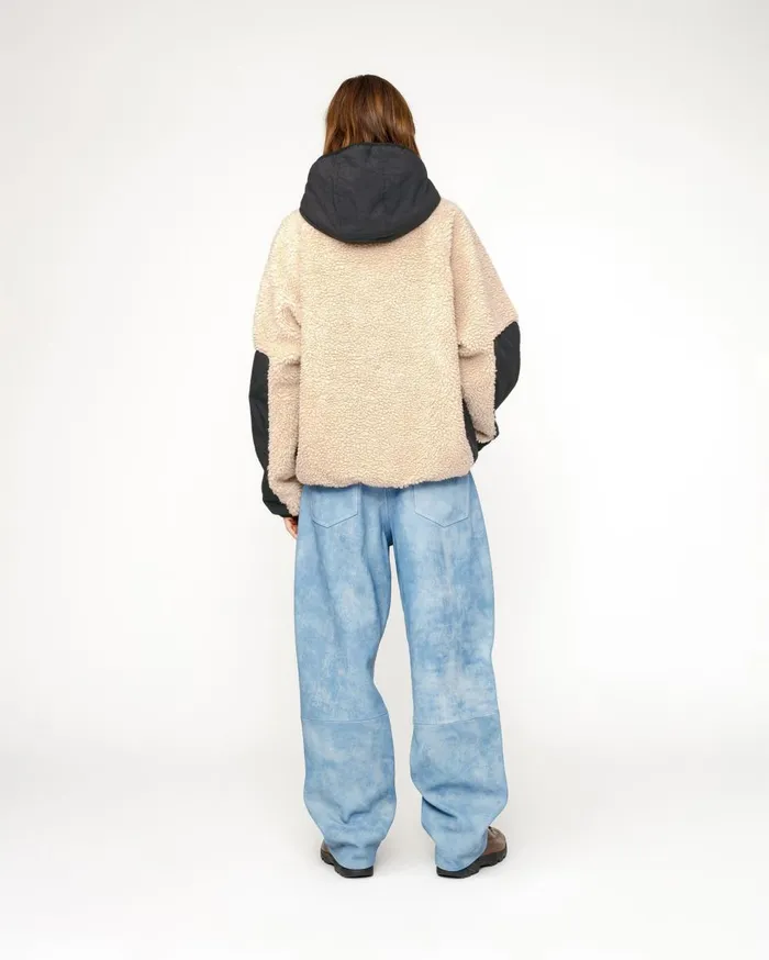 Outerwear MenWomen Stussy SHERPA PANELED HOODED JACKET Beige