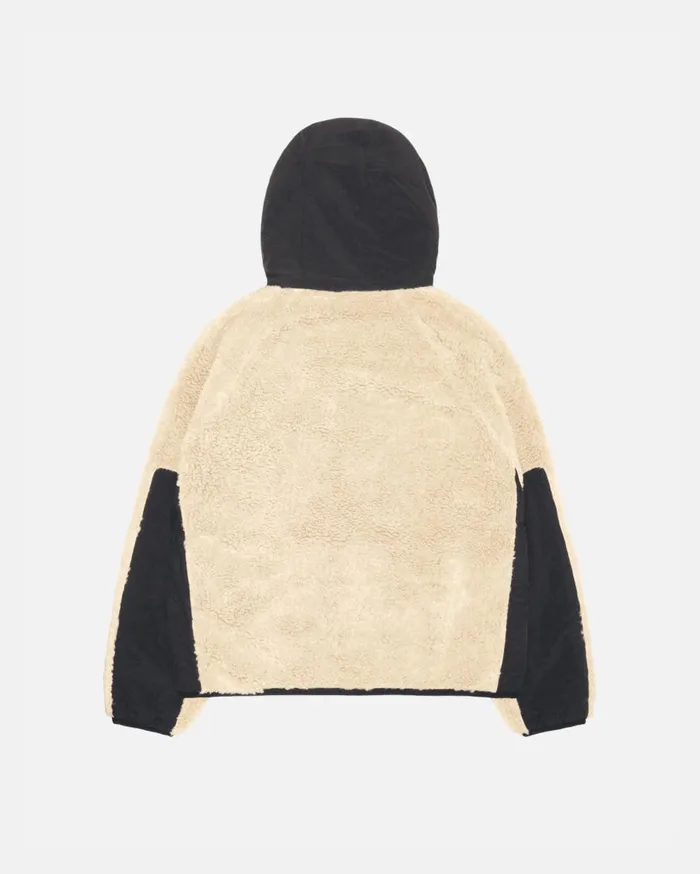Outerwear MenWomen Stussy SHERPA PANELED HOODED JACKET Beige