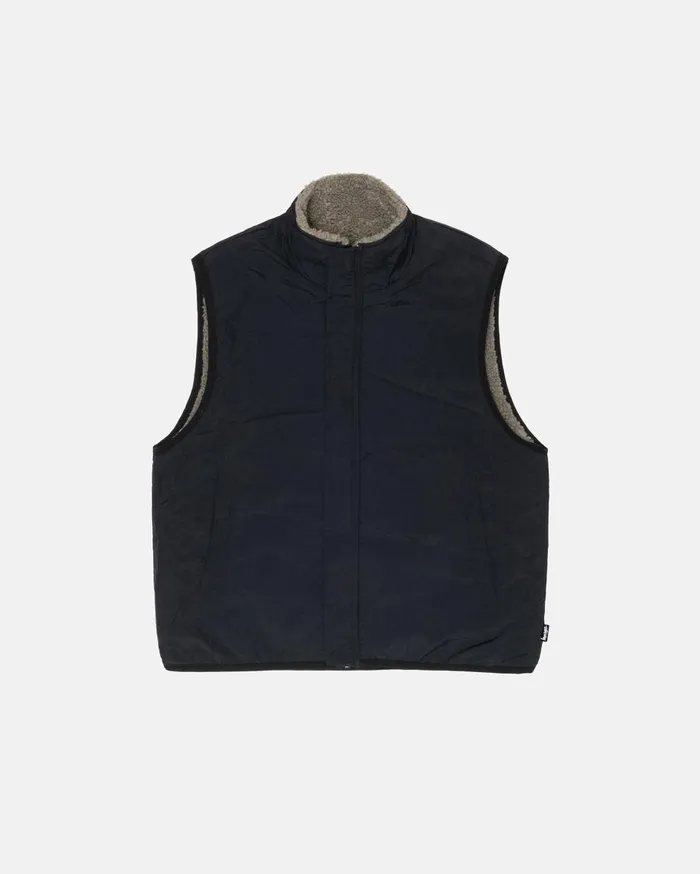 Outerwear MenWomen Stussy SHERPA REVERSIBLE VEST Stone