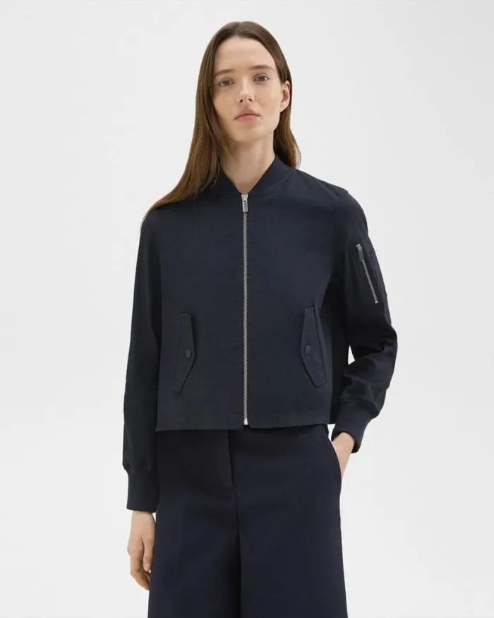 Outerwear Women Theory ALine Flight Jacket In Good Linen Concord