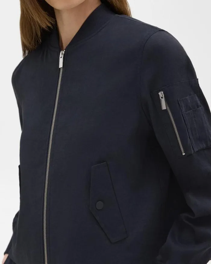 Outerwear Women Theory ALine Flight Jacket In Good Linen Concord