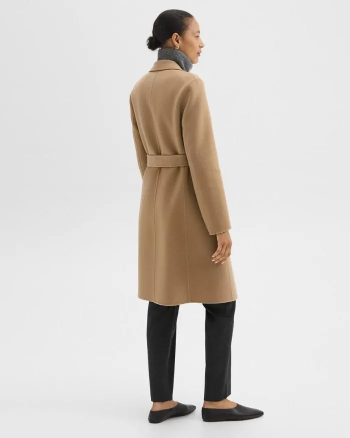 Outerwear Women Theory Wrap Coat In DoubleFace WoolCashmere New Camel