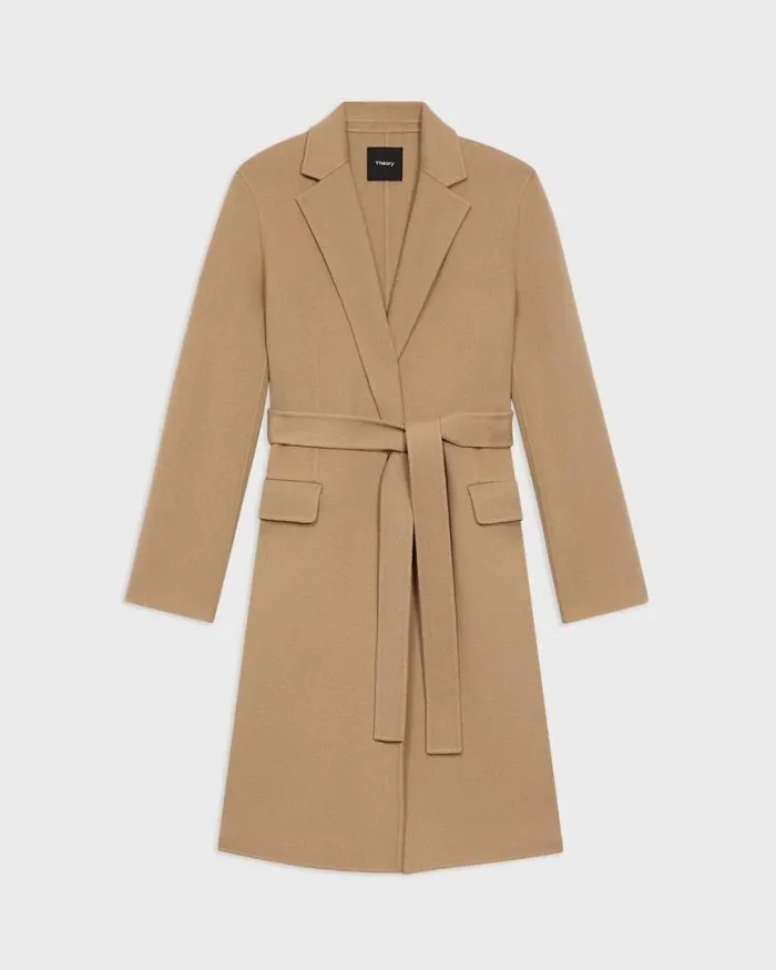 Outerwear Women Theory Wrap Coat In DoubleFace WoolCashmere New Camel