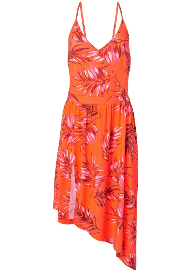 PALM LEAF ASYMMETRICAL DRESS Orange Multi Women VENUS Sundresses