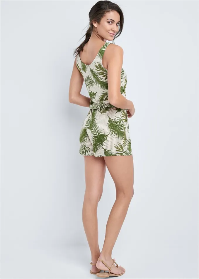 PALM PRINTED ROMPER White Multi Women VENUS Casual Jumpsuits and Rompers