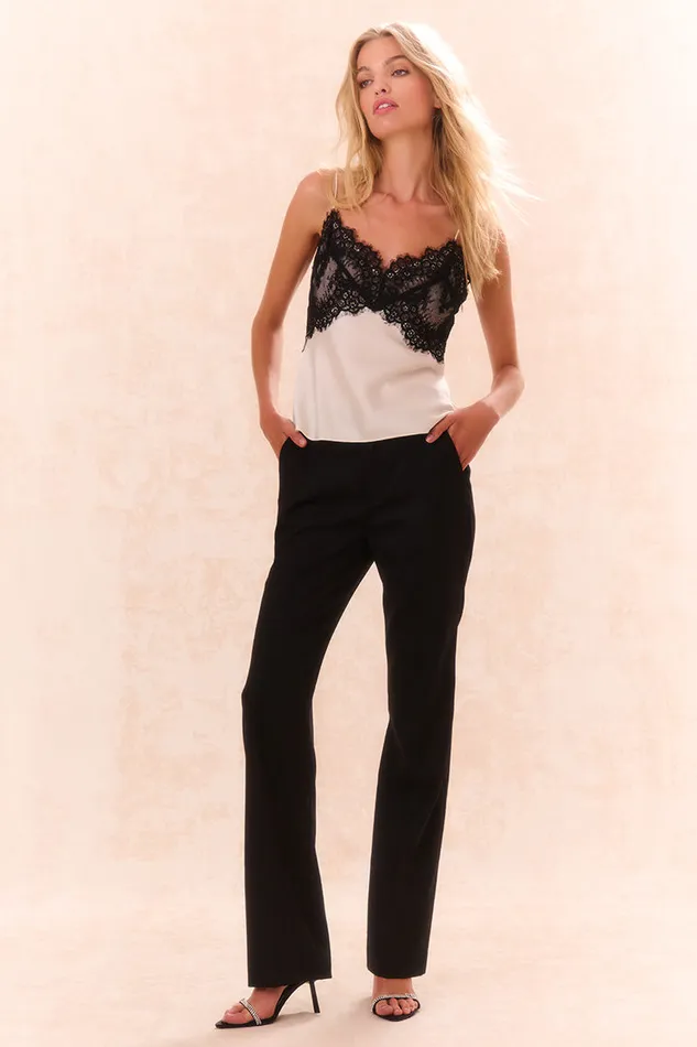 Pants and Shorts Women LoveShackFancy Severine WoolBlend Tailored Pants Black