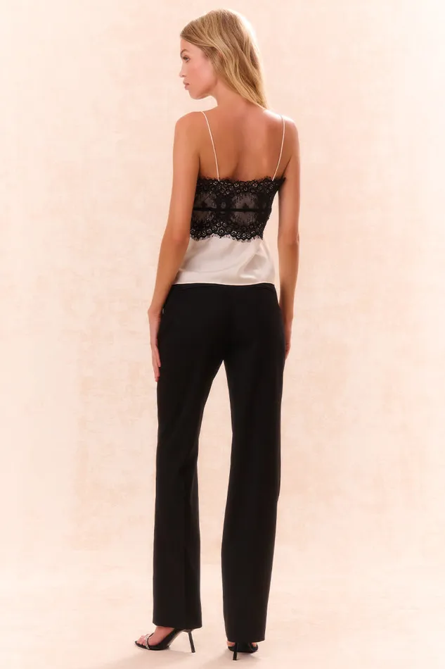 Pants and Shorts Women LoveShackFancy Severine WoolBlend Tailored Pants Black