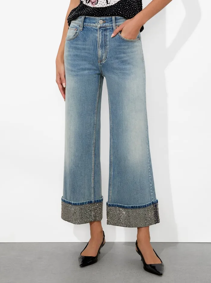 Pants Women Alice Olivia Weezy Embellished Jean Sierra Light Blue