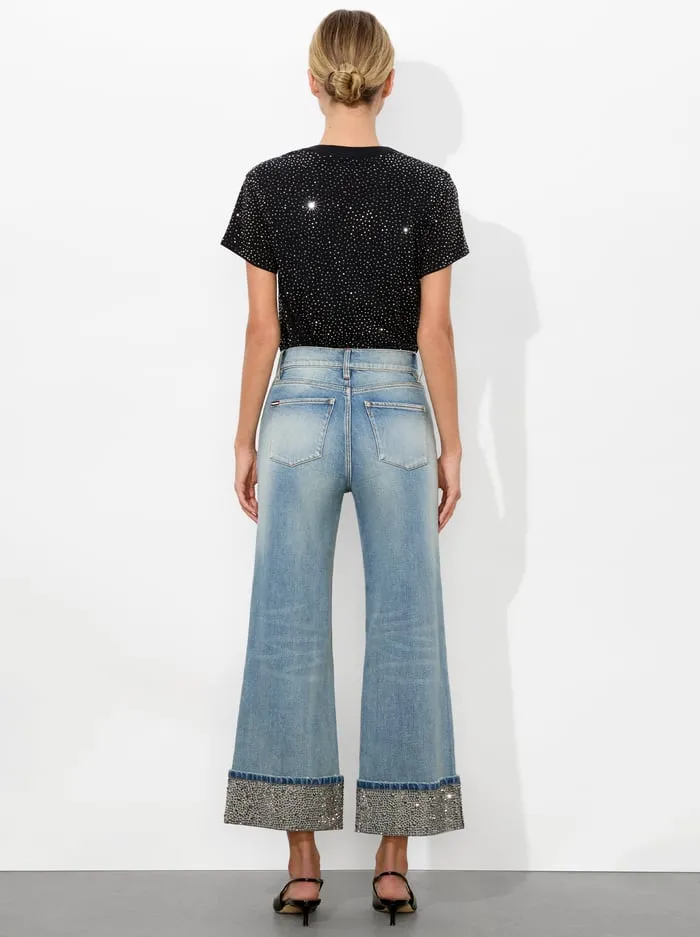 Pants Women Alice Olivia Weezy Embellished Jean Sierra Light Blue